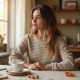 Striped Knit Sweater Top in Solid Neutral