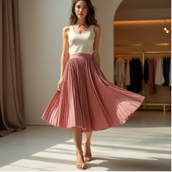 Pleated Pleated Skirt in Pleated Satin