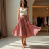 Pleated Pleated Skirt in Pleated Satin