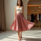 Pleated Pleated Skirt in Pleated Satin