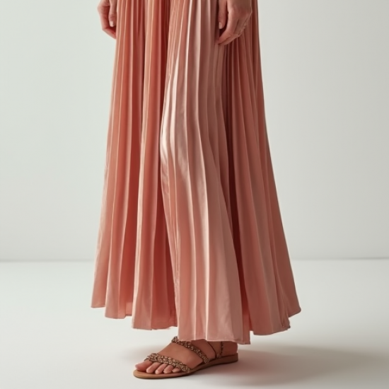 Satin Maxi Skirt in Pleated Satin