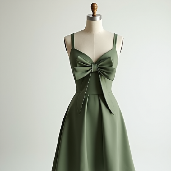 Ethereal Fit and Flare Dress with Bow Accent