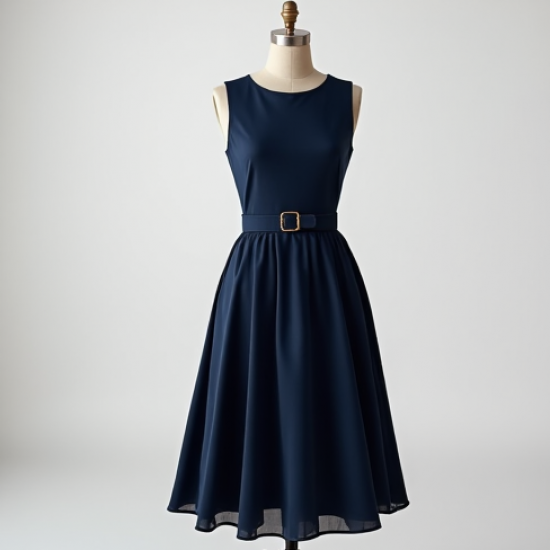 Ethereal A-Line Party Dress with Belt