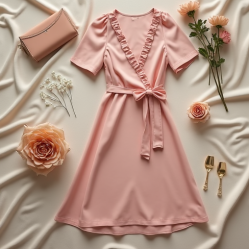 Wrap Cocktail Dress in Pastel Shades