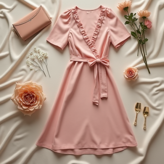 Wrap Cocktail Dress in Pastel Shades