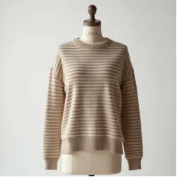Striped Knit Sweater Top in Solid Neutral