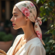 Floral Silk Hair Scarf with Bow Accent