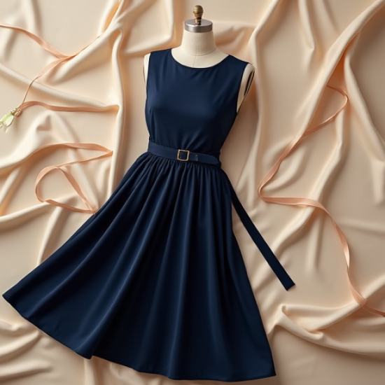 Ethereal A-Line Party Dress with Belt