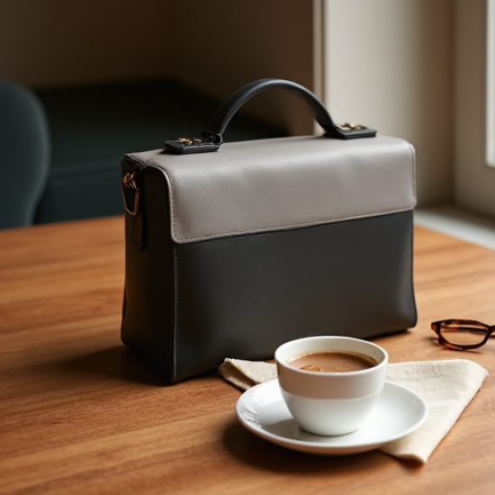 Minimalist Shoulder Bag in Two-Tone Color