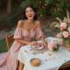 Off-Shoulder High-Low Dress in Pastel Shades