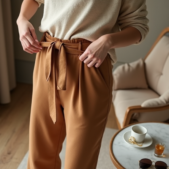 Paperbag Trousers with Matching Belt