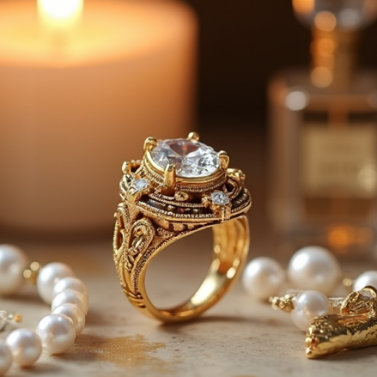 Vintage-Inspired Cocktail Ring in Antique Finish