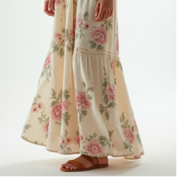 Vintage Bohemian Maxi Dress in Pastel Shades