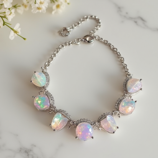 Crystal Charm Bracelet in Opal Tint