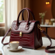 Faux Leather Shoulder Bag in Crocodile Pattern