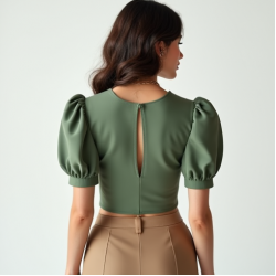 Crop Peplum Top with V-Neck