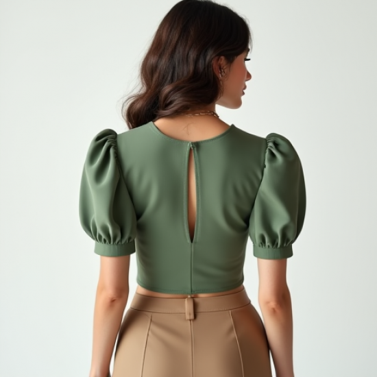 Crop Peplum Top with V-Neck