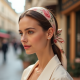 Floral Silk Hair Scarf with Bow Accent