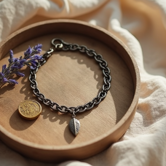 Silver-Tone Anklet in Antique Finish