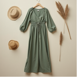 Ethereal Peasant Dress with Slit Detail
