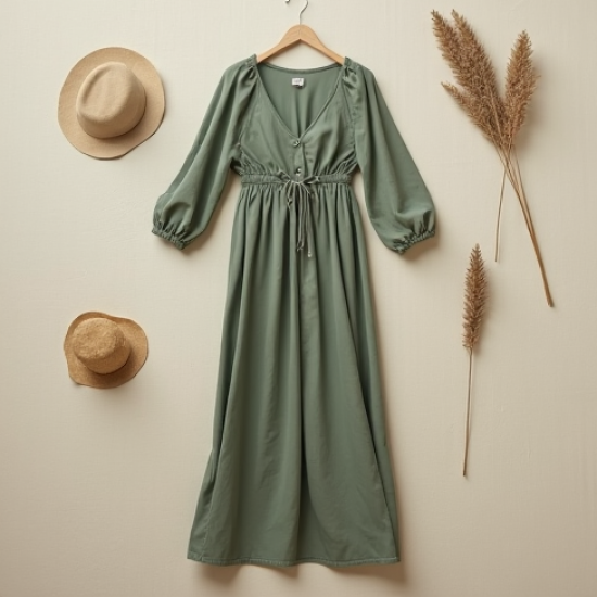 Ethereal Peasant Dress with Slit Detail