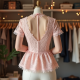Lace Peplum Top with V-Neck