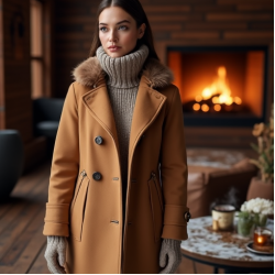 Faux Fur Peacoat with Hood