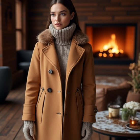 Faux Fur Peacoat with Hood