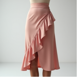 Ruffled Mini Skirt with High Slit