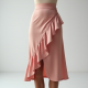 Ruffled Mini Skirt with High Slit