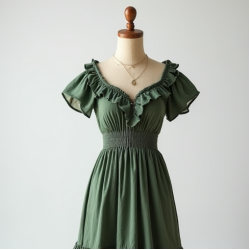 Off-Shoulder Peasant Dress with Empire Waist