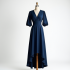 Silk High-Low Dress with Puffed Sleeves