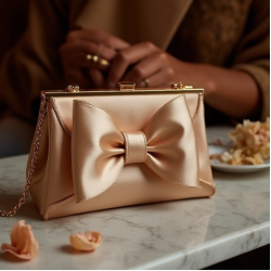 Satin Clutch Bag with Bow Accent