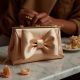 Satin Clutch Bag with Bow Accent