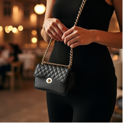 Quilted Chain Shoulder Bag with Gold Chain