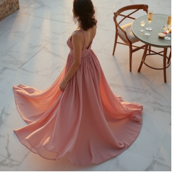 Chiffon Slip Dress with Bow Accent