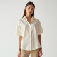 Linen Satin Blouse with Keyhole Back