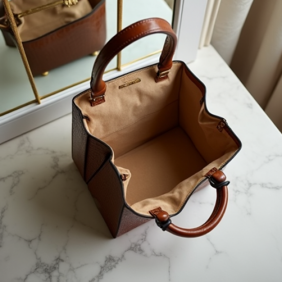 Structured Top-Handle Bag in Crocodile Pattern
