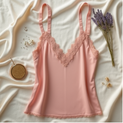 Lace Ribbon Cami Top with Lace Trim