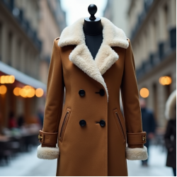 Faux Fur Peacoat with Shearling Trim