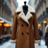 Faux Fur Peacoat with Shearling Trim