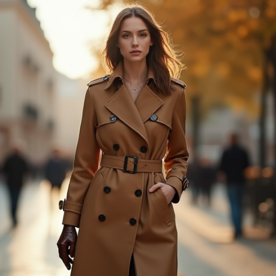 Trench Duster Coat with Belt Closure