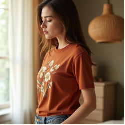 Casual Ribbed Tee in Vintage Floral