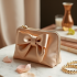Satin Pouch Bag with Bow Accent