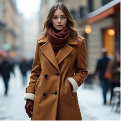 Faux Fur Peacoat with Shearling Trim