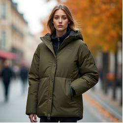 Cropped Puffer Coat in Earth Tones
