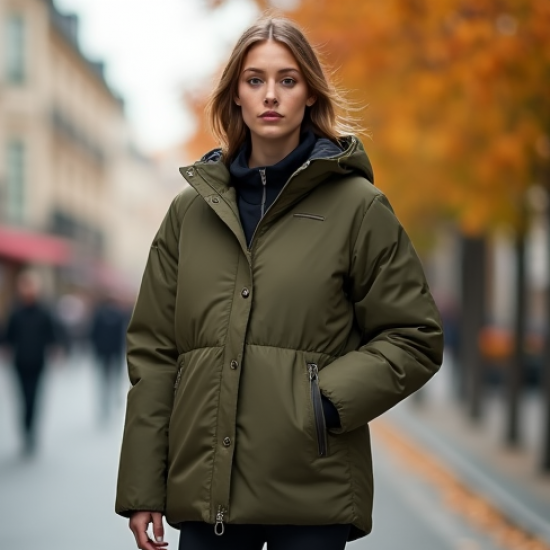 Cropped Puffer Coat in Earth Tones