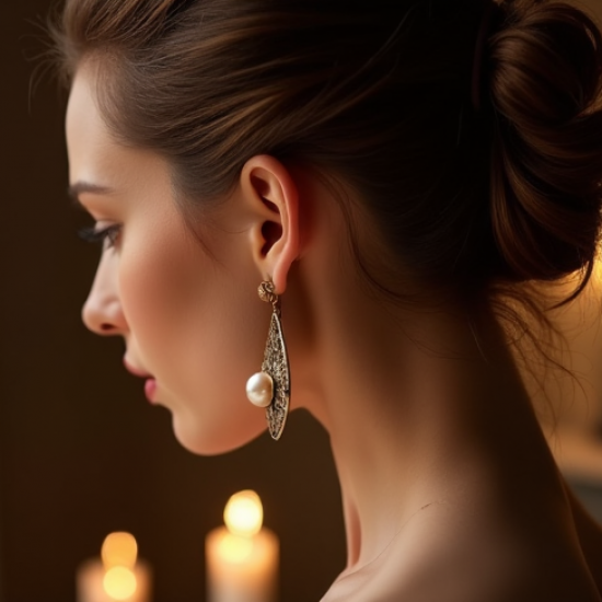 Vintage-Inspired Drop Earrings in Antique Finish