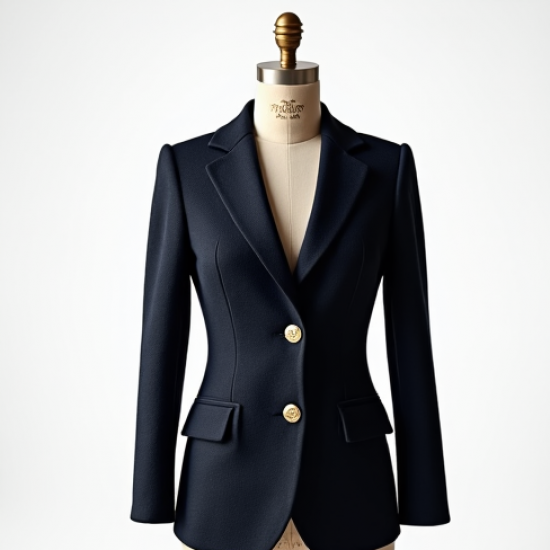 Textured Blazer with Gold Buttons