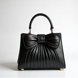Pleated Top-Handle Bag with Bow Accent